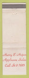 Matchbook Cover - Harry Hopes Appliances Sales Rheem Furnace Allen Heating WEAR