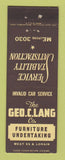 Matchbook Cover - Geo Lang Furniture Undertaker Cleveland OH