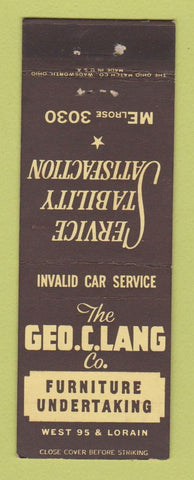 Matchbook Cover - Geo Lang Furniture Undertaker Cleveland OH