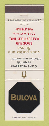Matchbook Cover - Bulova Watches Brodeur Valleyfield QC