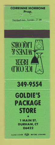 Matchbook Cover - Goldie's Package Liquor Durham CT GREEN