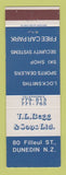 Matchbook Cover - TL Begg Sporting Goods Locksmith Dunedin New Zealand