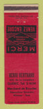 Matchbook Cover - Henri Bertrand Bicycles Quebec QC