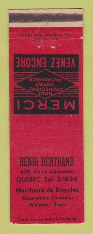 Matchbook Cover - Henri Bertrand Bicycles Quebec QC