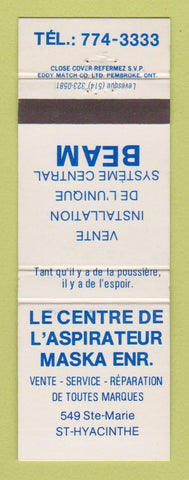 Matchbook Cover - Le Centre De L'Aspirateur Maska ST Hyacinthe QC