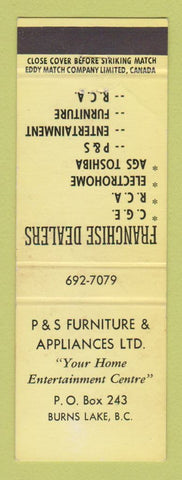 Matchbook Cover - P&S Furniture Appliances Burns Lake BC WEAR