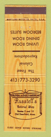 Matchbook Cover - Russell's Colonial Shop Old Deerfield MA