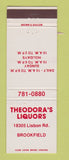 Matchbook Cover - Theodora's Liquors Brookfield WI