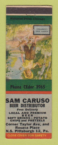 Matchbook Cover - Sam Caruso Beer Distributor Pittsburgh PA