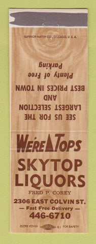 Matchbook Cover - Skytop Liquors Syracuse? NY?
