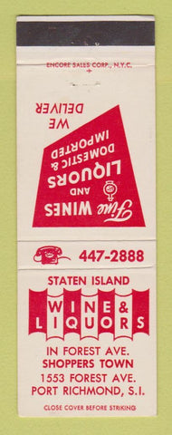 Matchbook Cover - Staten Island Wine Liquor Port Richmond NY