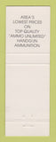 Matchbook Cover - Sure Shot Center Guns Ammo Poland OH