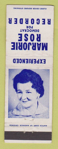 Matchbook Cover - Marjorie Rose Recorder Election WEAR