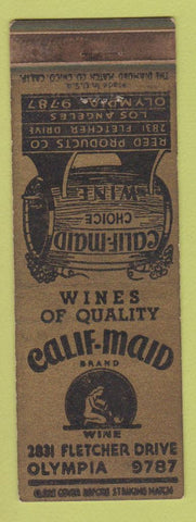 Matchbook Cover - Calif Maid Wine Los Angeles CA WORN