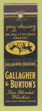 Matchbook Cover - Gallagher and Burton Whiskey WEAR