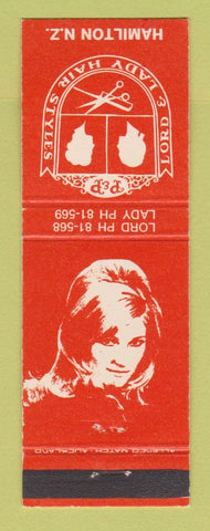 Matchbook Cover - Lord & Lady Hair Salon Hamilton New Zealand girlie