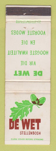 Matchbook Cover - De Wet Stellenbosh Liquor New Zealand WEAR