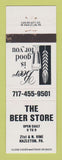 Matchbook Cover - The Beer Store Hazleton PA liquor WHITE