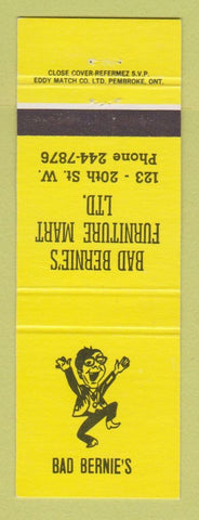 Matchbook Cover - Bad Bernie's Furniture Mart Canada