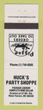 Matchbook Cover - Huck's Party Shoppe Liquor Pizza New Haven MI WHITE