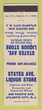 Matchbook Cover - States Ave Liquor Store Atlantic City NJ