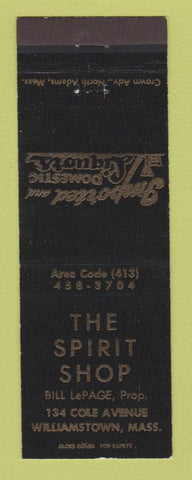 Matchbook Cover - The Spirit Shop Liquor Williamstown MA