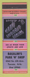 Matchbook Cover - Bagalini's Park n Shop Liquor Tuscon AZ