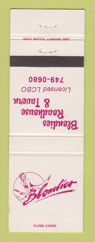 Matchbook Cover - Blondies Roadhouse Tavern girlie