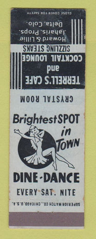 Matchbook Cover - Terrell's Cafe Delta Colorado girlie WEAR