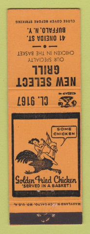 Matchbook Cover - New Select Grill Buffalo NY Golden Fried Chicken girlie