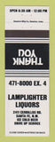 Matchbook Cover - Lamplighter Liquors Santa Fe NM WHITE