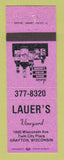 Matchbook Cover - Lauer's Vineyard Liquor Grafton WI
