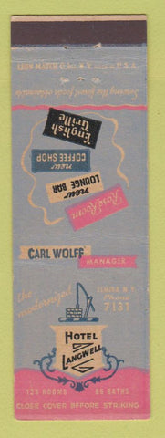 Matchbook Cover - Hotel Langwell Elmira NY