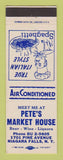 Matchbook Cover - Pete's Market House Restaurant Niagara Falls NY