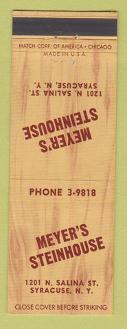 Matchbook Cover - Meyer's Steinhouse Syracuse NY