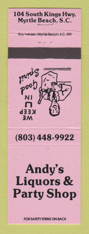 Matchbook Cover - Andy's Liquors Party Shop Myrtle Beach SC PINK