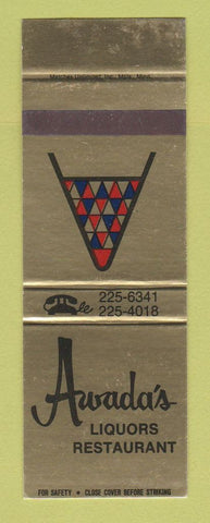 Matchbook Cover - Awada's Liquors Restaurant St Paul MN SAMPLE WORN BACK