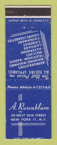 Matchbook Cover - A Rosenblum Appliances New York City