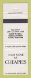 Matchbook Cover - Cheapies Music Store CDs lps Hamilton ON