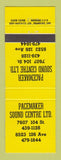 Matchbook Cover - Pacemake Sound Centre Music Stereo Canada