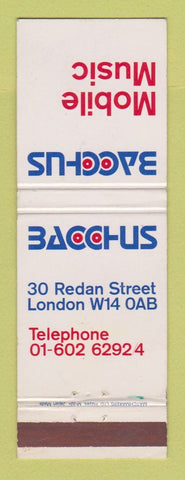 Matchbook Cover - Bacchus Mobile Music Store London UK England