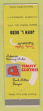 Matchbook Cover - Timely Men's Clothes John Bebb Amsterdam NY