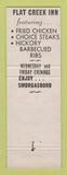 Matchbook Cover - Flat Creek Inn Sedalia MO