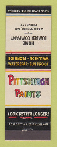 Matchbook Cover - Pittsburgh Paints Home Lumber Warrensburg MO