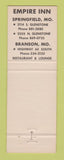 Matchbook Cover - Empire Inn Springfield MO