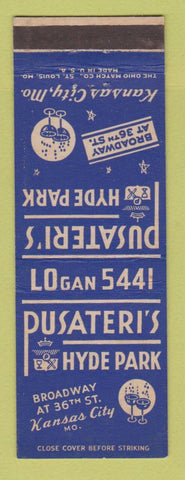 Matchbook Cover - Pusateri's Kansas City MO