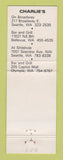 Matchbook Cover - Charlie's Seattle Bellevue Olympia WA girlie
