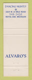 Matchbook Cover - Alvaro's Restaurant Royal Oak MI WEAR
