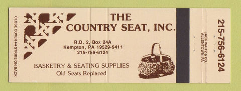 Matchbook Cover - Country Seat Baskets Chairs Kempton PA