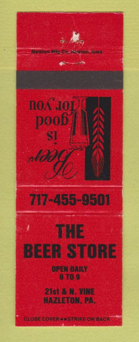 Matchbook Cover - The Beer Store liquor Hazleton PA RED WEAR